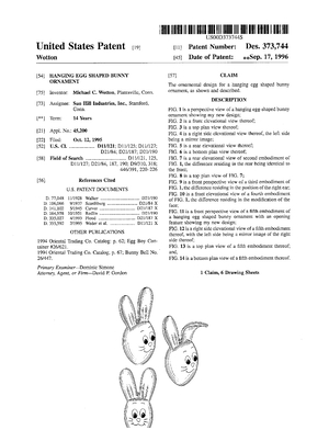 Sun Hill Industries Hanging Egg Shaped Bunny Ornament Patent #D373744.pdf preview
