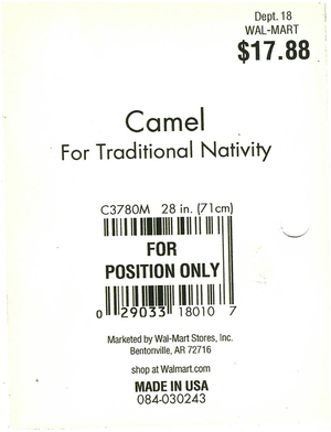 General Foam Plastics Camel Walmart Tag #083-030243, C3780M preview