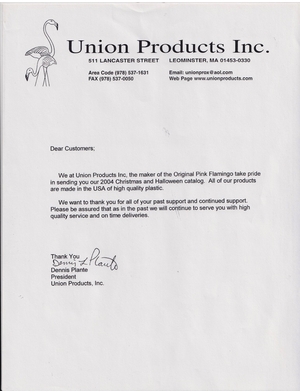 Union Products 2004 Catalog Letter preview