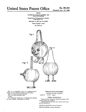 Bayshore Industries (Unconfirmed) Combined Jack-O-Lantern Toy and Container Patent #D204464.pdf preview