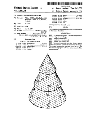 Holiday Hues Decorative Light Enclosure Patent #D349359.pdf preview