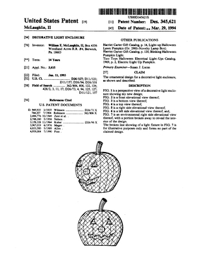 Holiday Hues Decorative Light Enclosure Patent #D345621.pdf preview