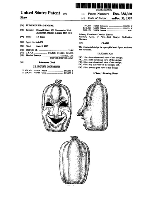 Integrated Plastics Pumpkin Head Figure Patent #D388360.pdf preview
