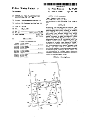 Mr. Christmas Erectable Wire Frame for Wire Sculptures and the like Patent #5507399.pdf preview