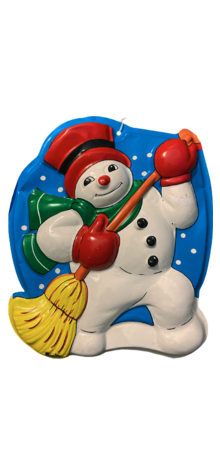 Snowman with Broom Plaque photo